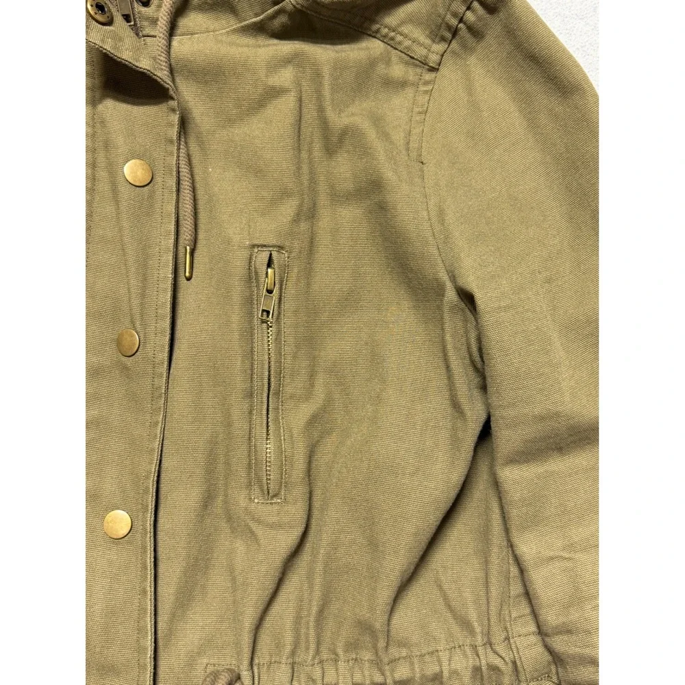 Forever 21 Womens Olive Green Utility Anorak Jacket Hooded‎ Drawstring Medium
